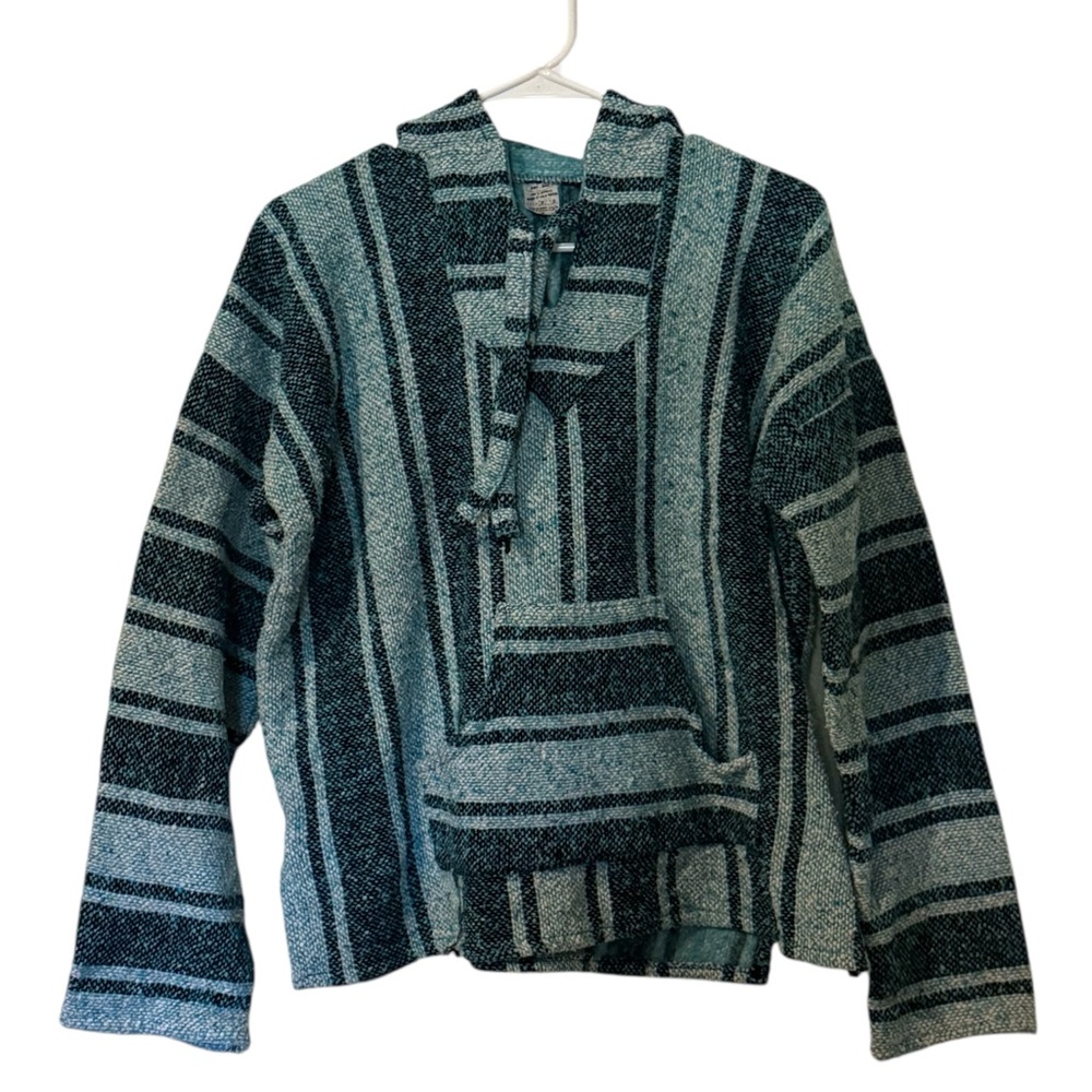 Art Maz Striped Blue Baja Hoodie Size Medium